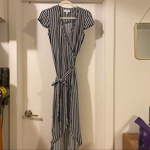 Blue and white striped & Other Stories Wrap Dress